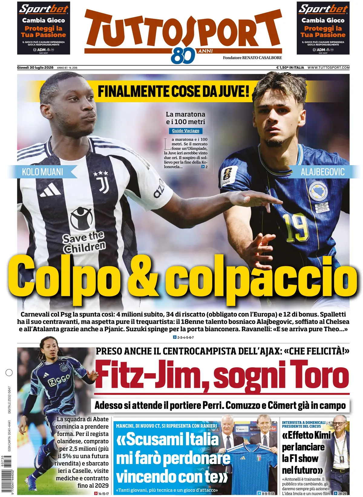 Le prime pagine dei quotidiani sportivi