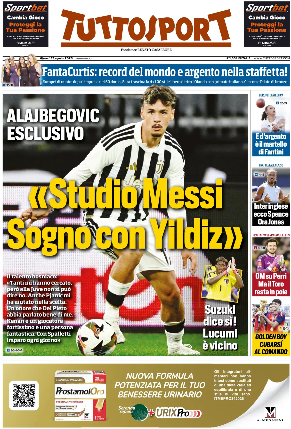 Le prime pagine dei quotidiani sportivi