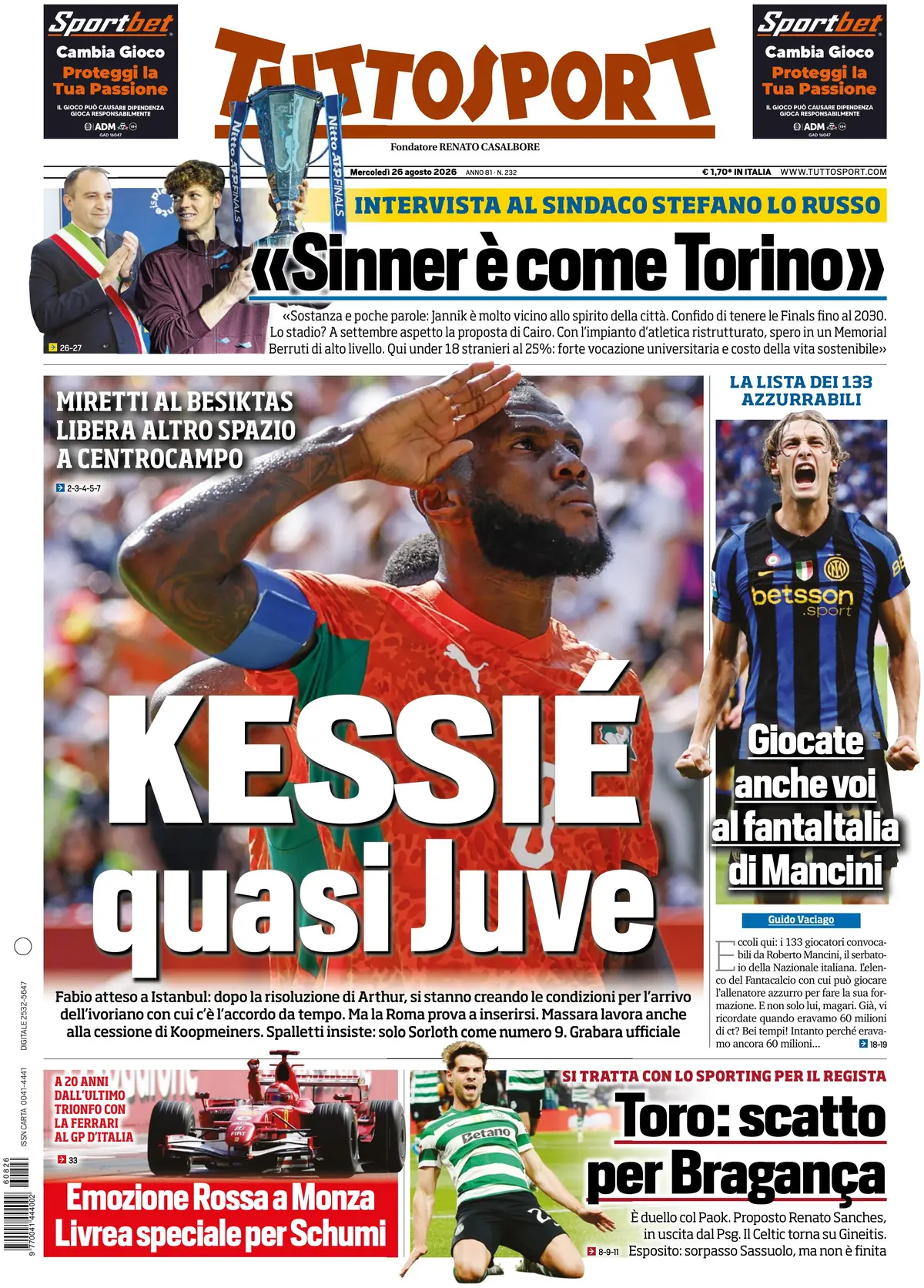 Le prime pagine dei quotidiani sportivi